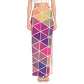 Pastel Geometric Shape Pattern Print High Slit Maxi Skirt