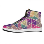 Pastel Geometric Shape Pattern Print High Top Leather Sneakers