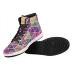 Pastel Geometric Shape Pattern Print High Top Leather Sneakers