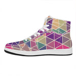 Pastel Geometric Shape Pattern Print High Top Leather Sneakers