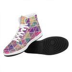 Pastel Geometric Shape Pattern Print High Top Leather Sneakers