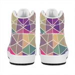 Pastel Geometric Shape Pattern Print High Top Leather Sneakers