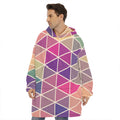 Pastel Geometric Shape Pattern Print Hoodie Blanket