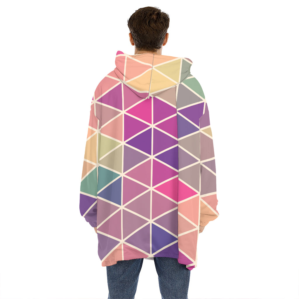 Pastel Geometric Shape Pattern Print Hoodie Blanket