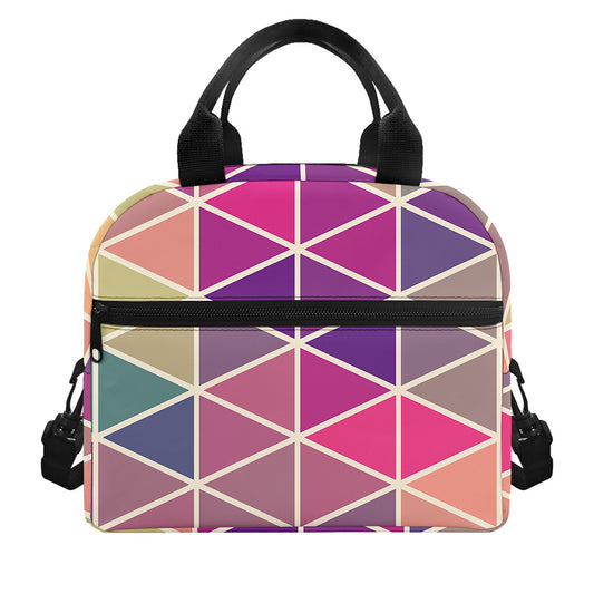 Pastel Geometric Shape Pattern Print Insulated Lunch Bag