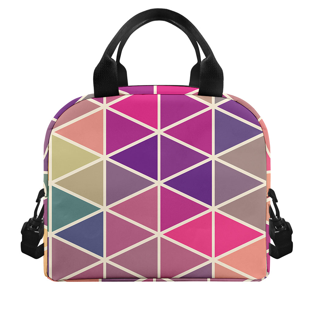 Pastel Geometric Shape Pattern Print Insulated Lunch Bag