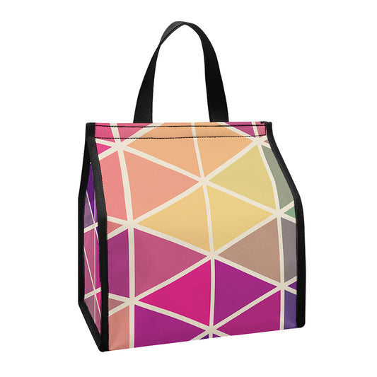 Pastel Geometric Shape Pattern Print Insulated Lunch Tote