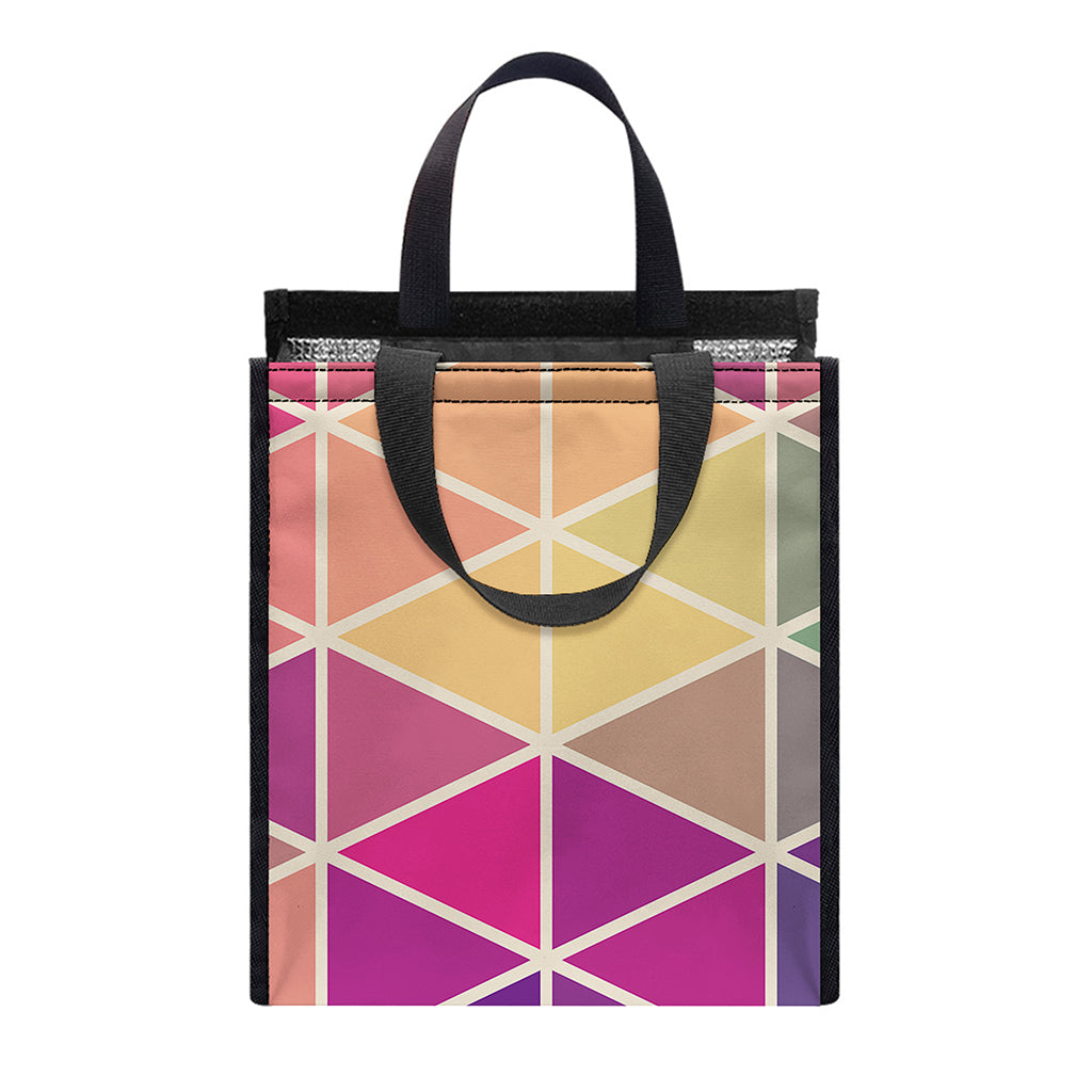 Pastel Geometric Shape Pattern Print Insulated Lunch Tote