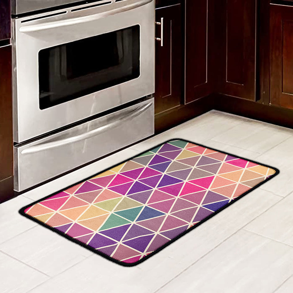 Pastel Geometric Shape Pattern Print Kitchen Mat