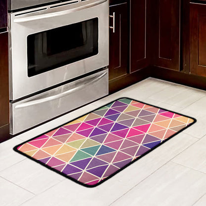 Pastel Geometric Shape Pattern Print Kitchen Mat