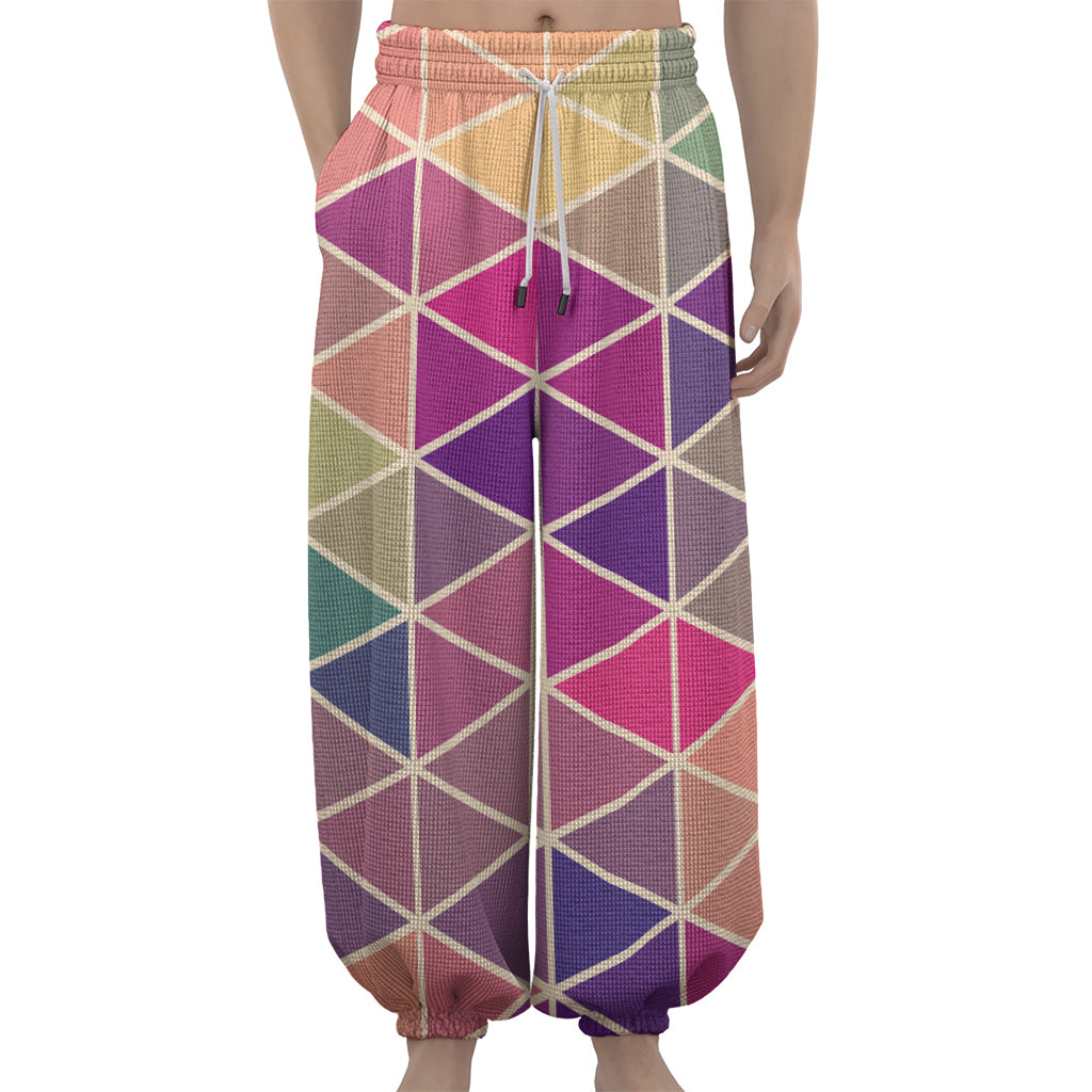 Pastel Geometric Shape Pattern Print Lantern Pants