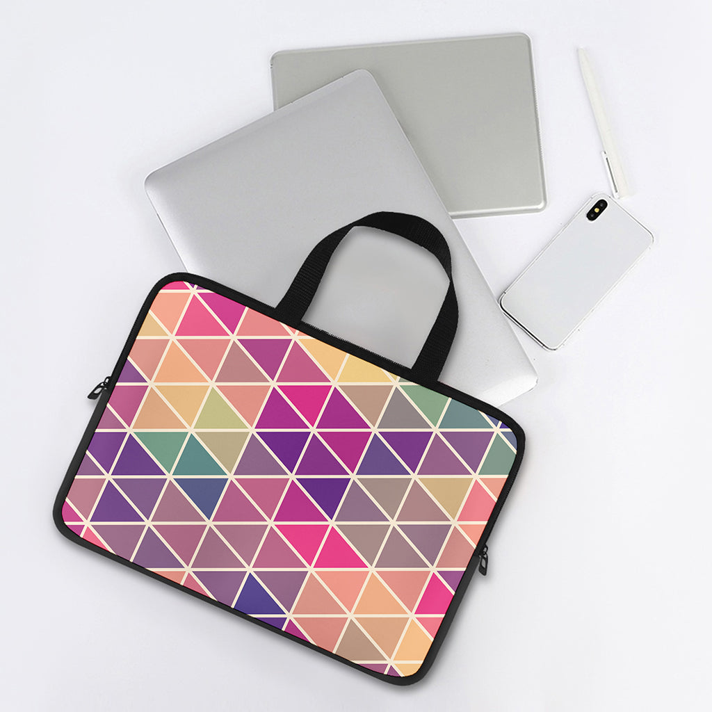 Pastel Geometric Shape Pattern Print Laptop Sleeve With Handle
