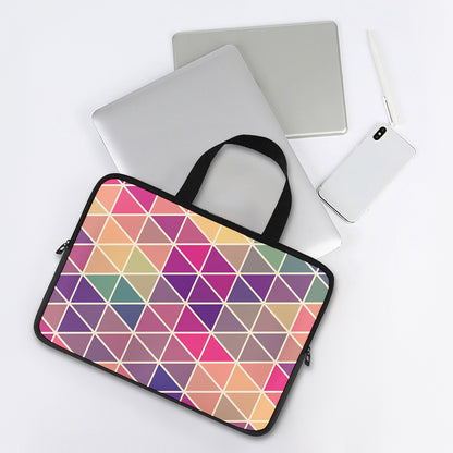 Pastel Geometric Shape Pattern Print Laptop Sleeve With Handle