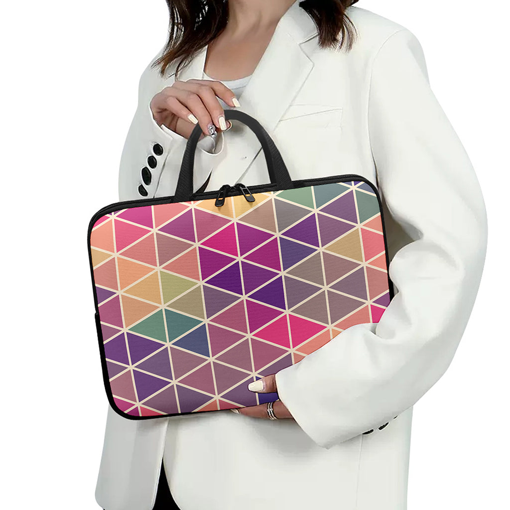 Pastel Geometric Shape Pattern Print Laptop Sleeve With Handle