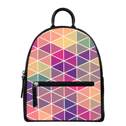 Pastel Geometric Shape Pattern Print Leather Backpack