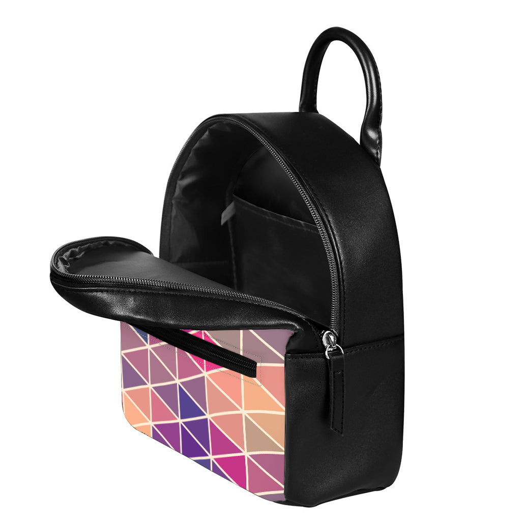 Pastel Geometric Shape Pattern Print Leather Backpack
