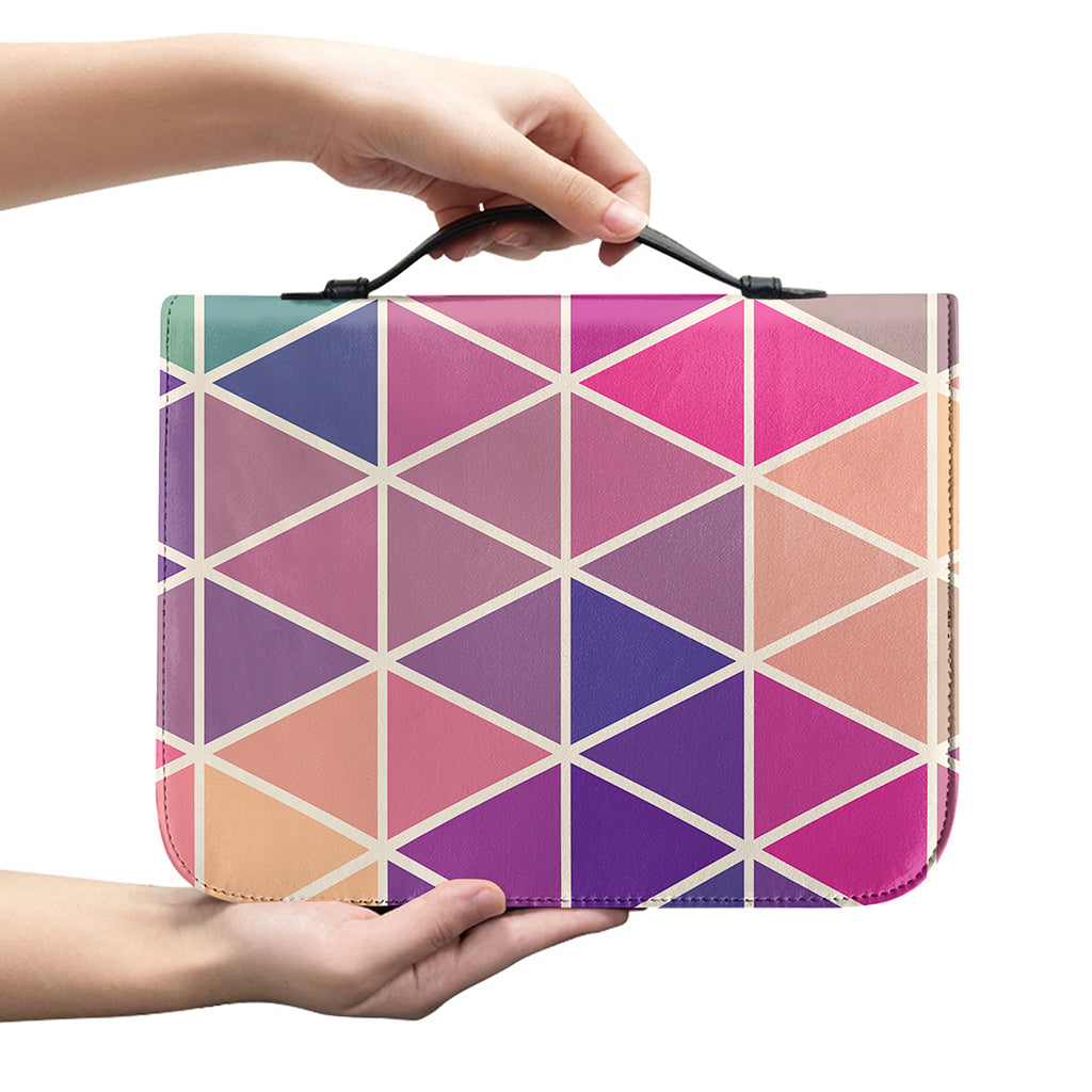 Pastel Geometric Shape Pattern Print Leather Bible Cover