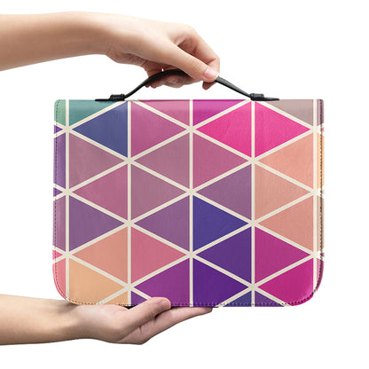 Pastel Geometric Shape Pattern Print Leather Bible Cover
