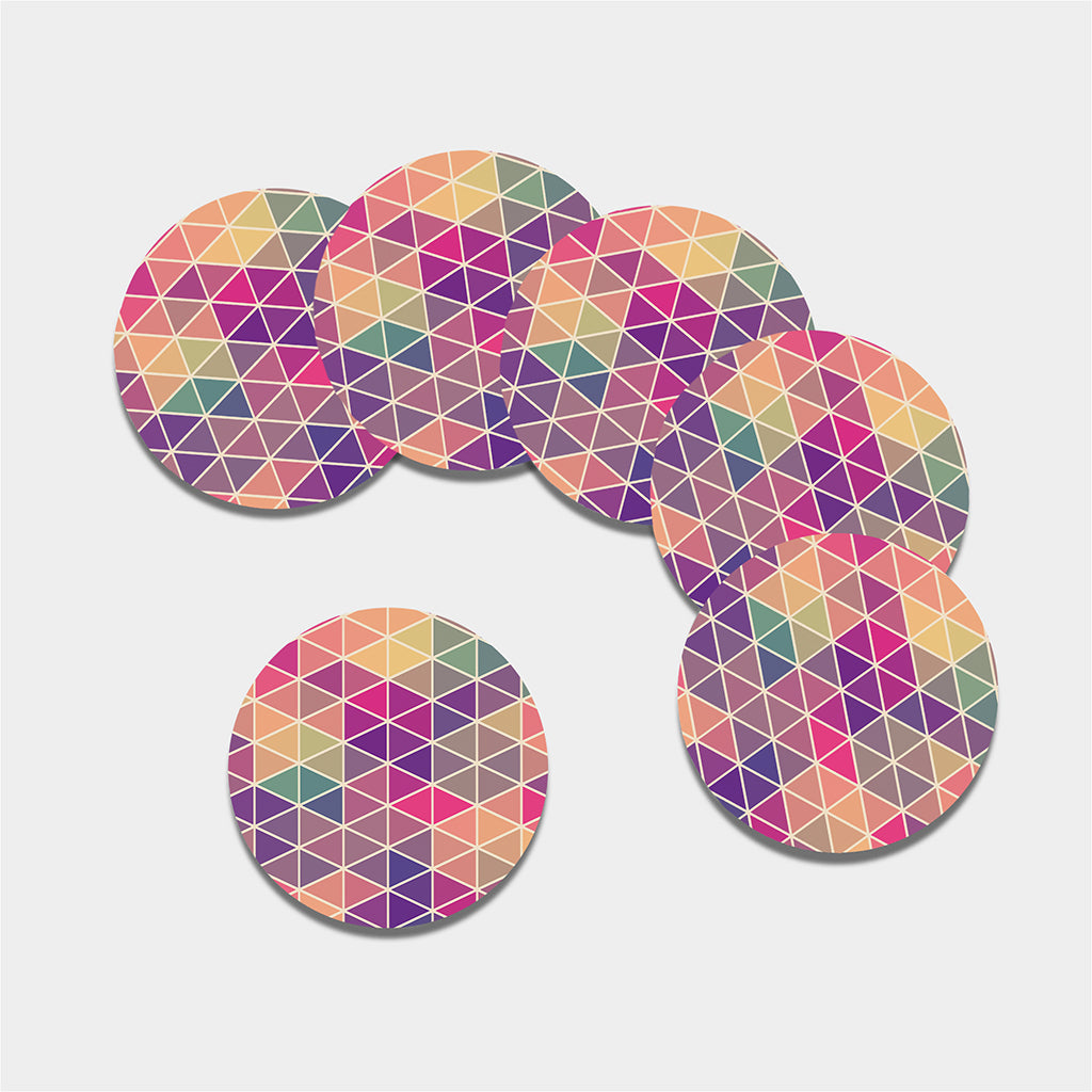 Pastel Geometric Shape Pattern Print Leather Coaster Set