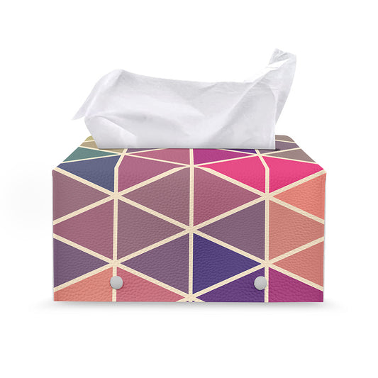 Pastel Geometric Shape Pattern Print Leather Tissue Box Cover