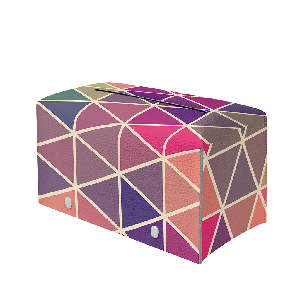 Pastel Geometric Shape Pattern Print Leather Tissue Box Cover