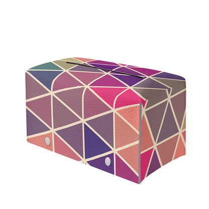 Pastel Geometric Shape Pattern Print Leather Tissue Box Cover