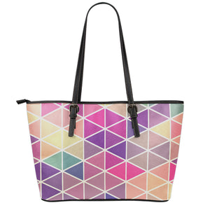 Pastel Geometric Shape Pattern Print Leather Tote Bag