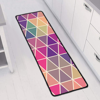 Pastel Geometric Shape Pattern Print Long Kitchen Mat