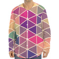 Pastel Geometric Shape Pattern Print Long Sleeve Baseball Jersey