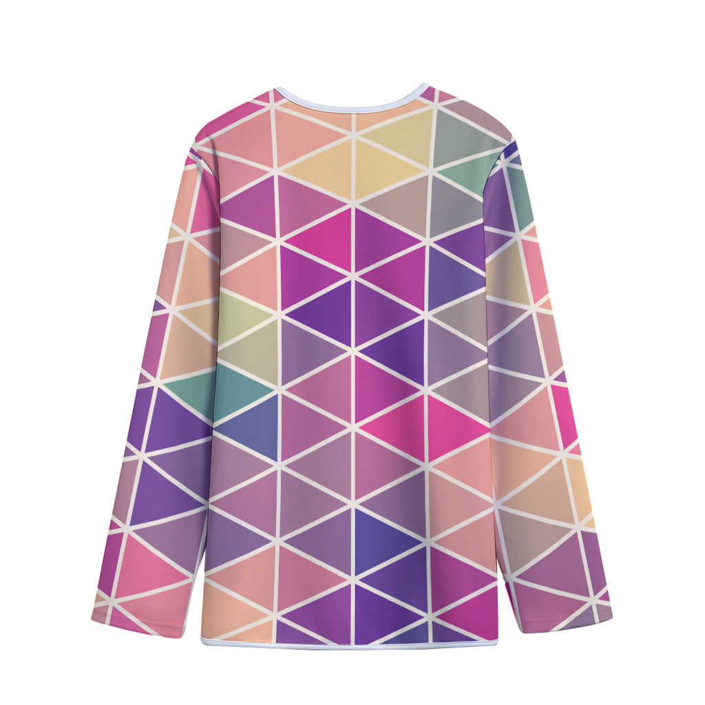 Pastel Geometric Shape Pattern Print Long Sleeve Short Coat