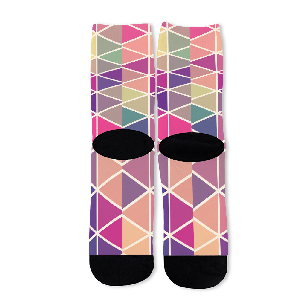 Pastel Geometric Shape Pattern Print Long Socks