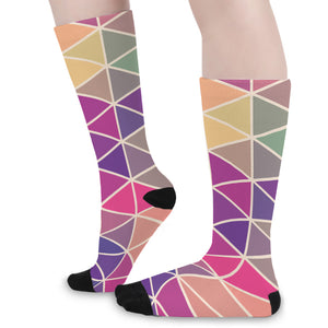 Pastel Geometric Shape Pattern Print Long Socks