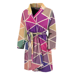 Pastel Geometric Shape Pattern Print Men's Bathrobe