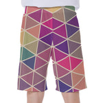 Pastel Geometric Shape Pattern Print Men's Beach Shorts