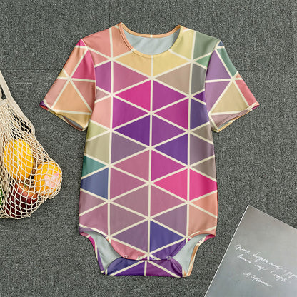 Pastel Geometric Shape Pattern Print Men's Bodysuit