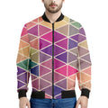 Pastel Geometric Shape Pattern Print Men's Bomber Jacket