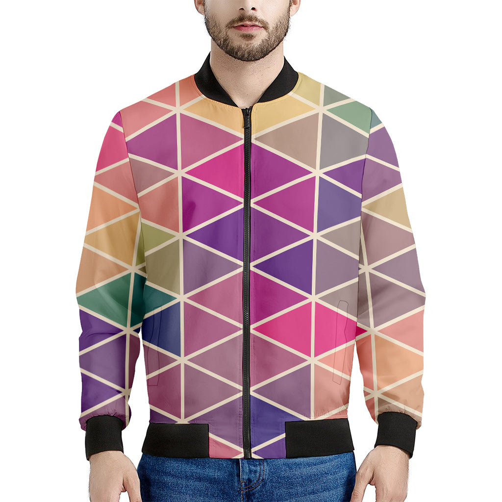 Pastel Geometric Shape Pattern Print Men's Bomber Jacket