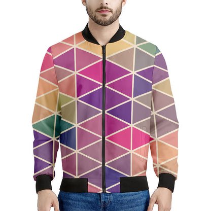 Pastel Geometric Shape Pattern Print Men's Bomber Jacket