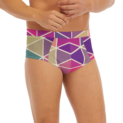 Pastel Geometric Shape Pattern Print Men's Briefs