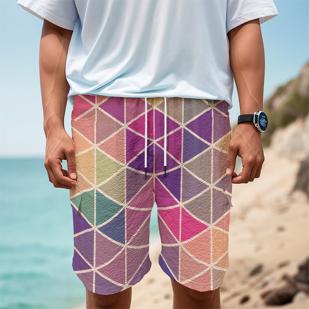 Pastel Geometric Shape Pattern Print Men's Cargo Shorts