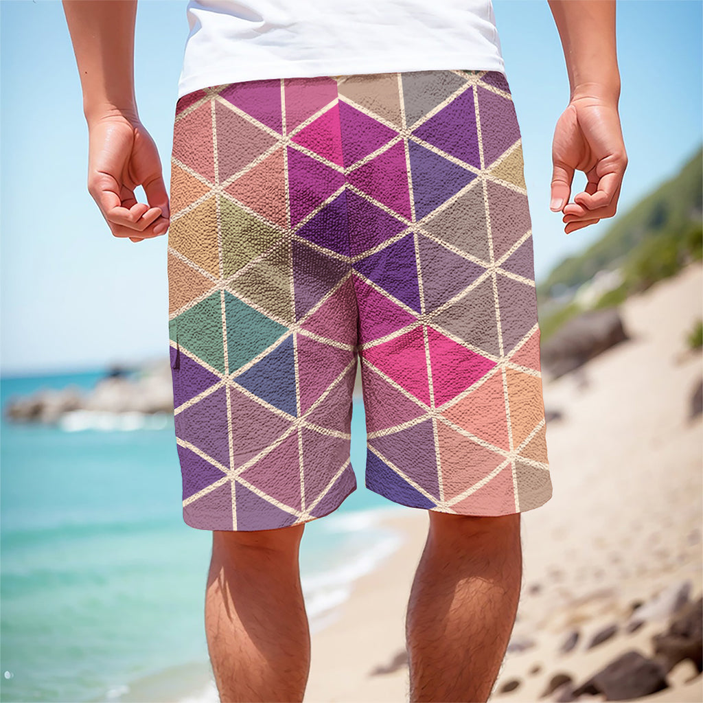 Pastel Geometric Shape Pattern Print Men's Cargo Shorts
