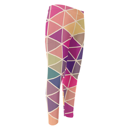 Pastel Geometric Shape Pattern Print Men's Compression Pants