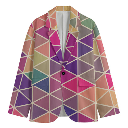 Pastel Geometric Shape Pattern Print Men's Cotton Blazer