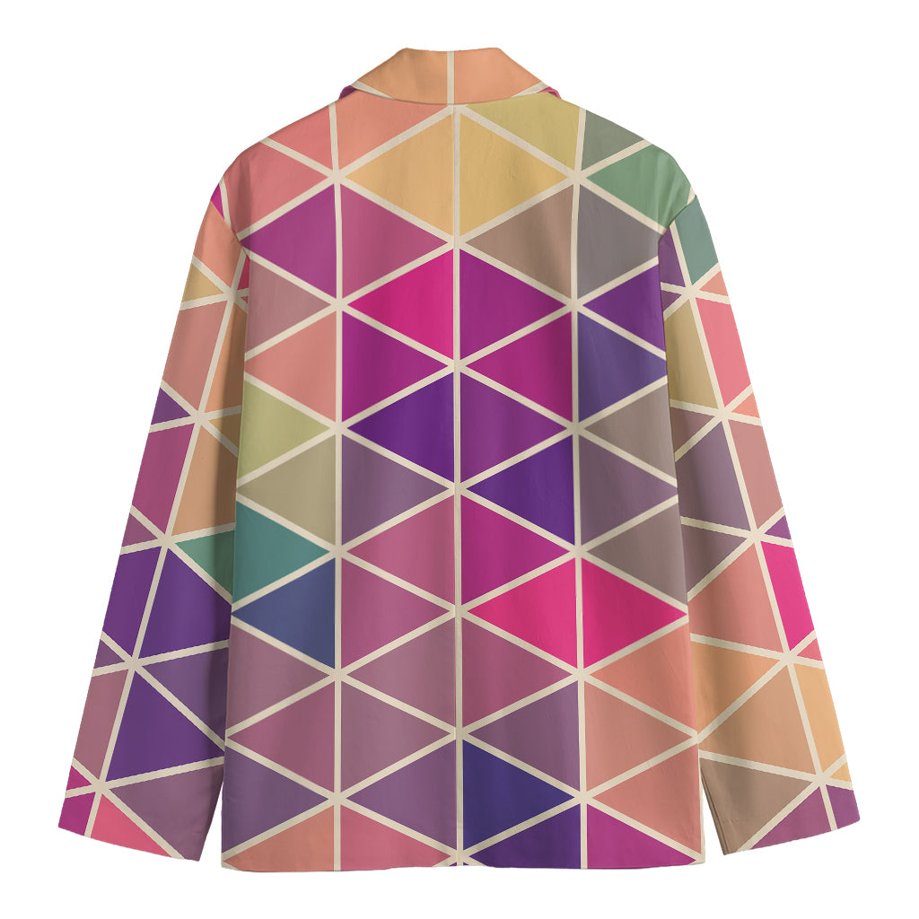Pastel Geometric Shape Pattern Print Men's Cotton Blazer