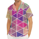 Pastel Geometric Shape Pattern Print Men's Deep V-Neck Shirt