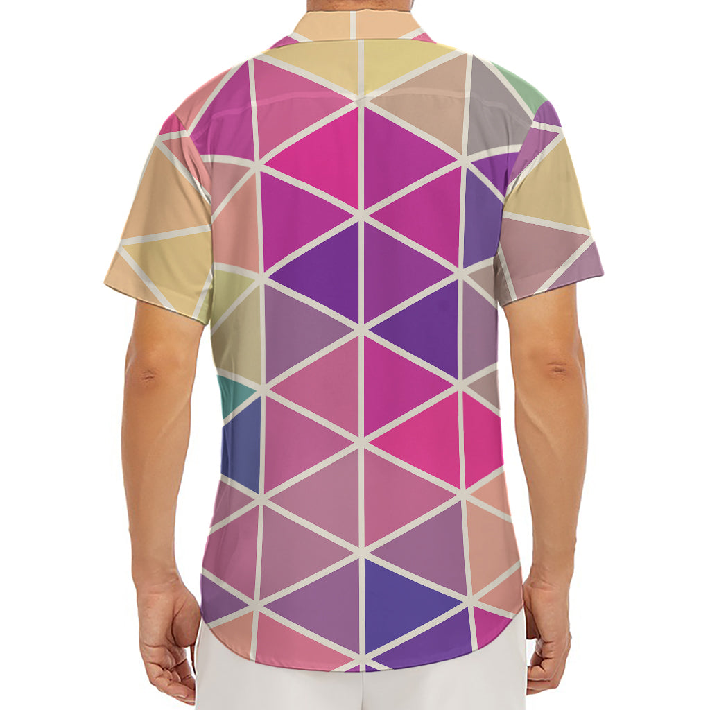 Pastel Geometric Shape Pattern Print Men's Deep V-Neck Shirt