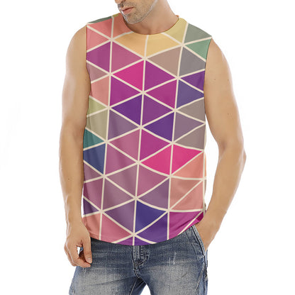 Pastel Geometric Shape Pattern Print Men's Fitness Tank Top