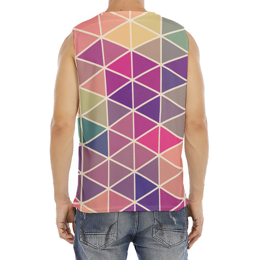 Pastel Geometric Shape Pattern Print Men's Fitness Tank Top