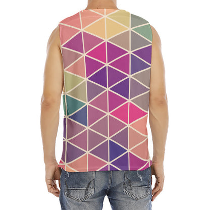 Pastel Geometric Shape Pattern Print Men's Fitness Tank Top
