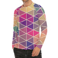 Pastel Geometric Shape Pattern Print Men's Long Sleeve Rash Guard